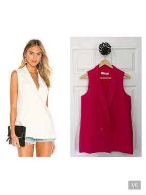 Amanda Uprichard Oversized Boyfriend Sleeveless Blazer Vest